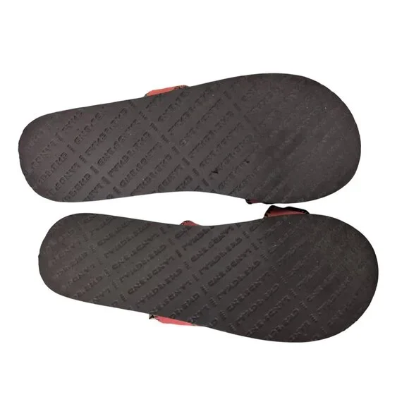 Lands End Wedge Sandal Womens 10 Red Brown Slip On Cushioned Southwestern Casual - Picture 5 of 9